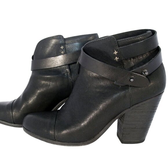 RAG & BONE Harlow $495 Moto Ankle Strap Heeled Booties Ankle Boots 38.5/8.5 - Picture 4 of 10